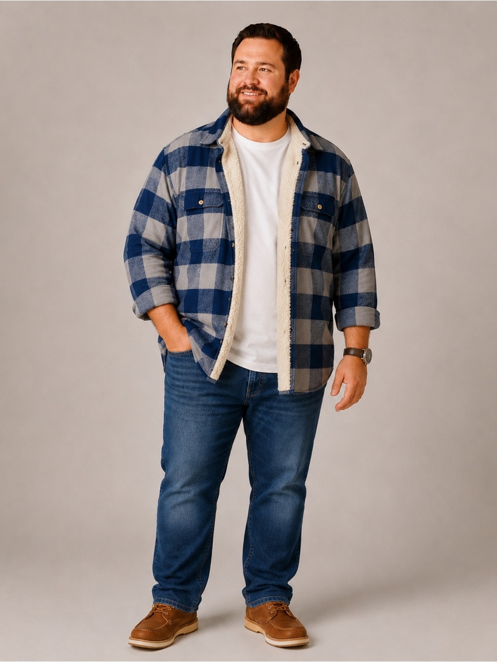 RedHead Sherpa Lined Flannel Shirt Jacket - Blue Plaid - Men's 2XL Tall (NWT)